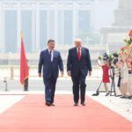 El presidente chino, Xi Jinping, celebra una ceremonia de bienvenida para el presidente estadounidense, Donald Trump. (Xinhua/Xie Huanchi)