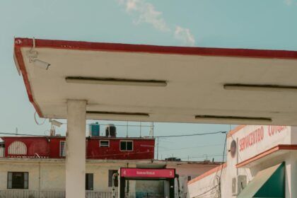 vintage gas station in urban cuban setting