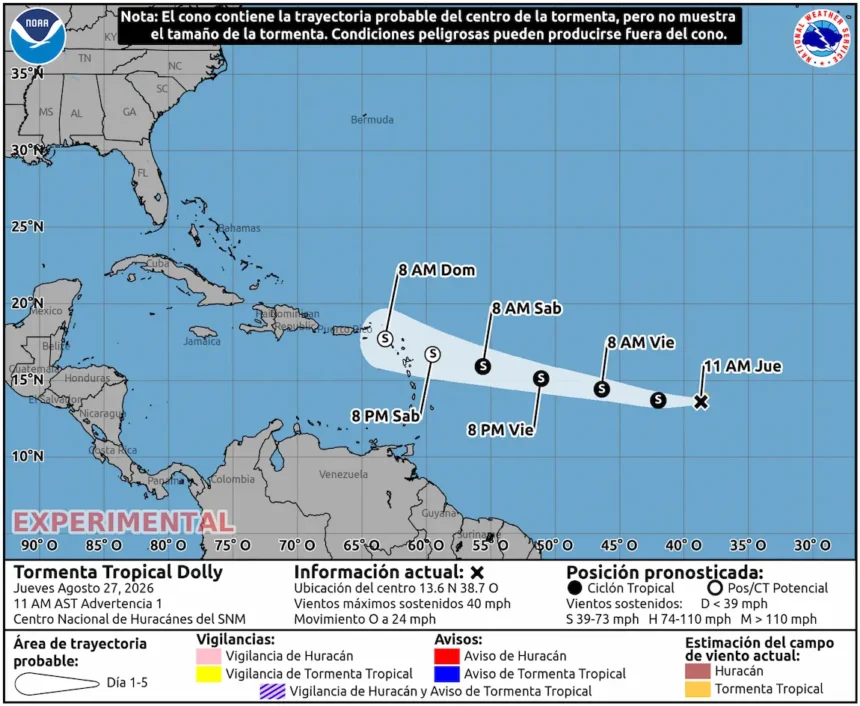 Se forma la tormenta tropical Dolly y avanza hacia el Caribe.