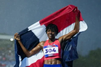 La dominicana Marileidy Paulino en el torneo de atletismo de los XXV Juegos Centroamericanos y del Caribe.
