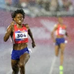 La dominicana Marileidy Paulino en el torneo de atletismo de los XXV Juegos Centroamericanos y del Caribe.